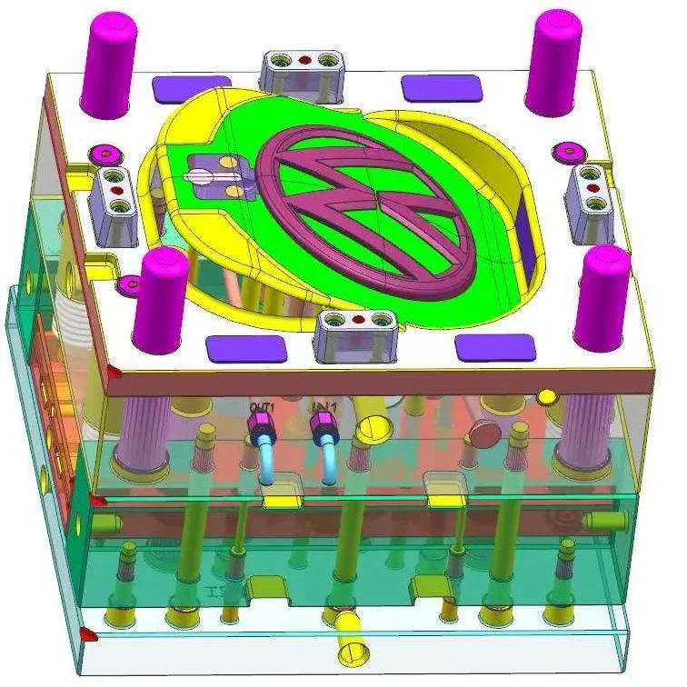 CAD view of a mold with a circular part cavity