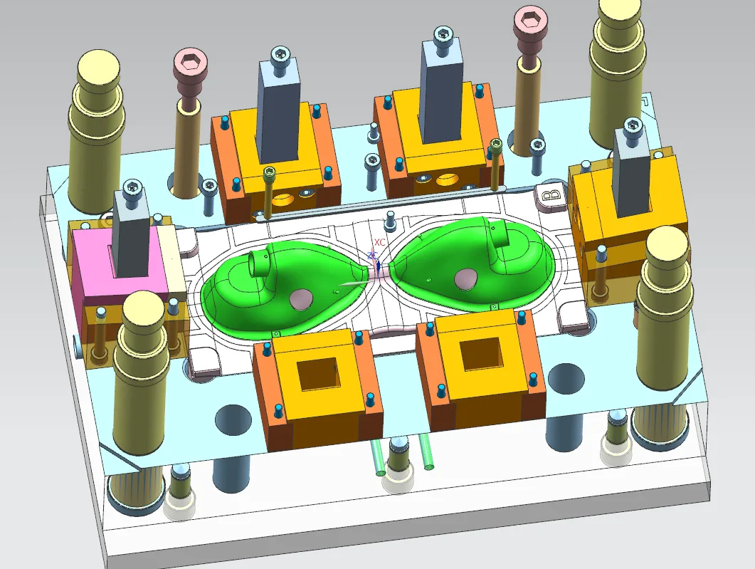 CAD view of a family tooling layout